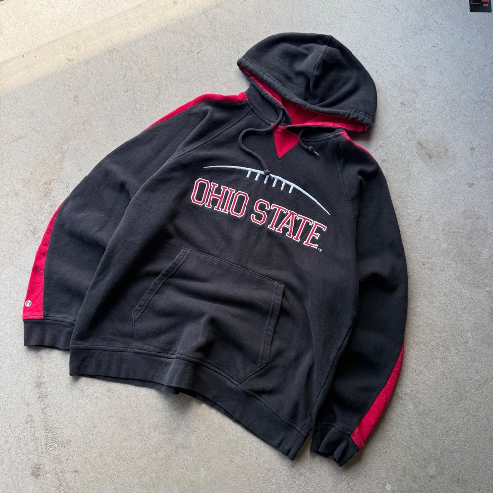 Y2K Mens Holloway Ohio State Buckeyes Embroidered Hoodie Black Red Medium